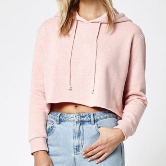 Pacsun LA Hearts Pink Crop Hoodie - Picture 1 of 4